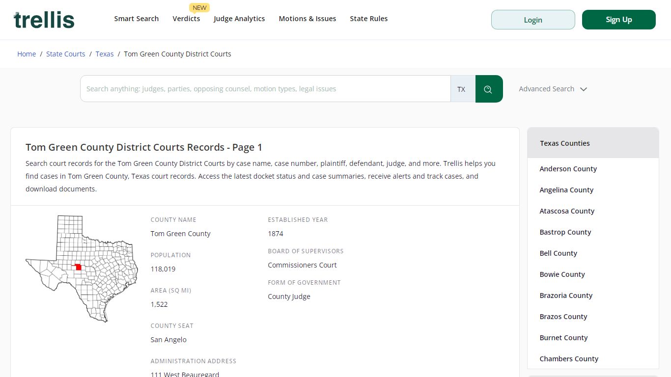 Tom Green County District Court Records - Trellis